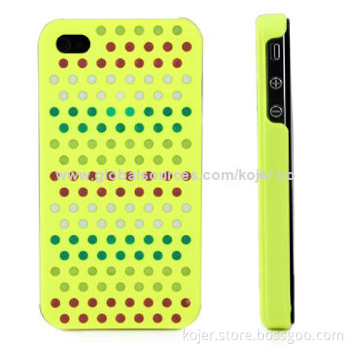 Attractive Cases for iPhone 4, Made of Plastic, Inlayed with Colorful Beads Made of Silicone